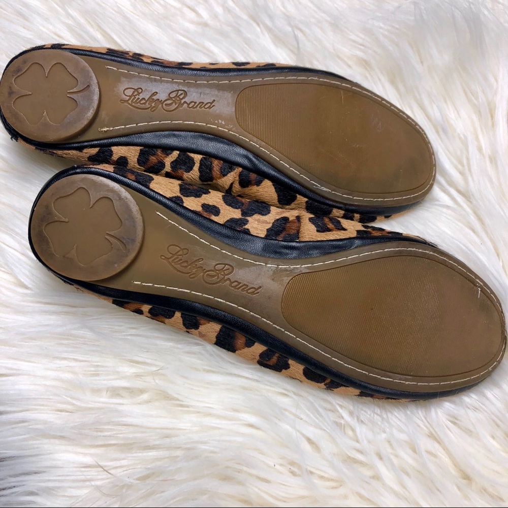 [Lucky Brand] Cheetah Print Leather Hide Flats - Picture 7 of 8